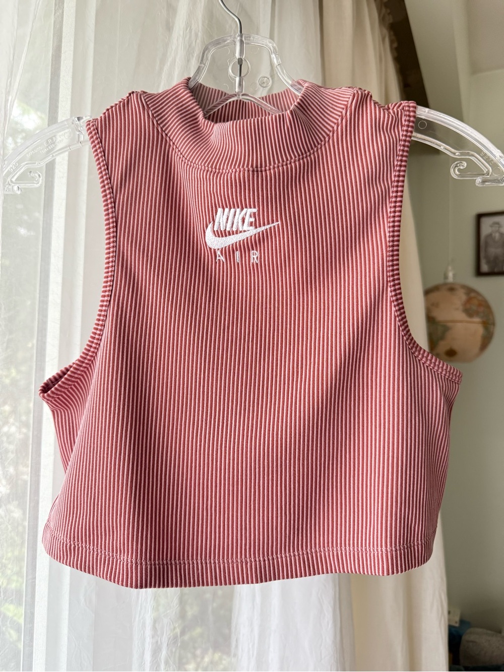 Nike Air Ribbed Crop Top in Pink Glaze/ White